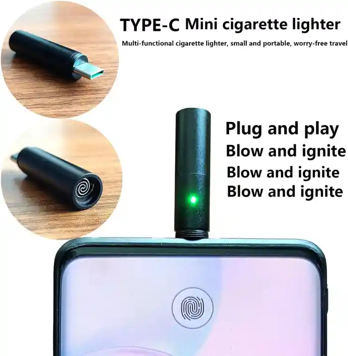 Type-C New Portable Mini Lighter USB igniter Windproof Portable Lighter, Suitable for Carrying flameless and airless for Outdoor Travel